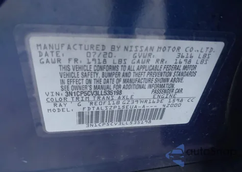 2020 Nissan Kicks Sv Xtronic Cvt из США, поврежденный, VIN 3N1CP5CV3LL535198